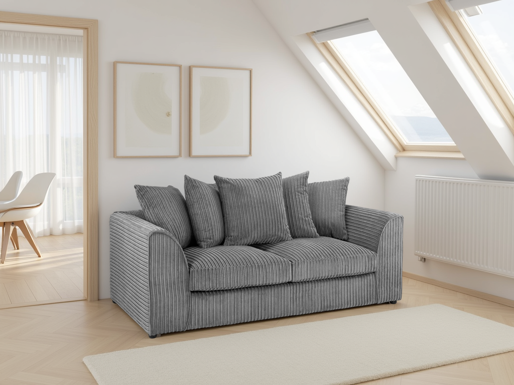 Harley Jumbo Grey 3-Seater Sofa
